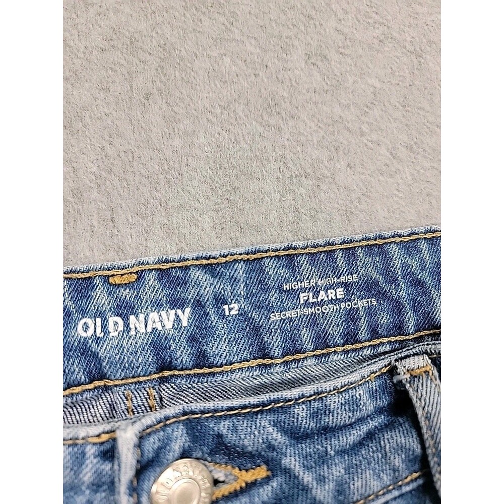 Old Navy Flare Jeans Womens‎ 12 33x31.5  Medium Blue Stretch High Rise Boho - Picture 9 of 13